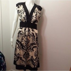 wd ny  wdny black white silk dress 8 m